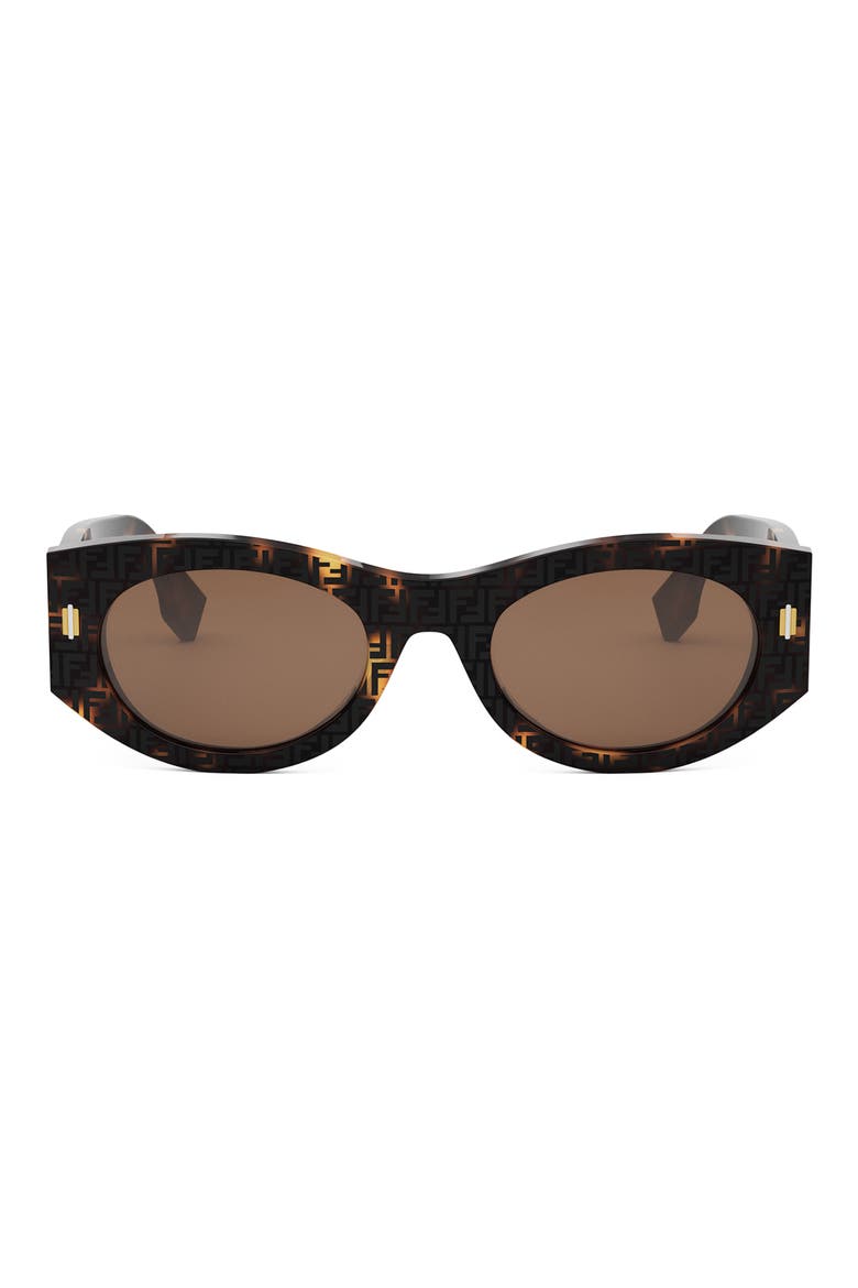 'Fendi Roma 52mm Oval Sunglasses, Main, color, HAVANA / BROWN