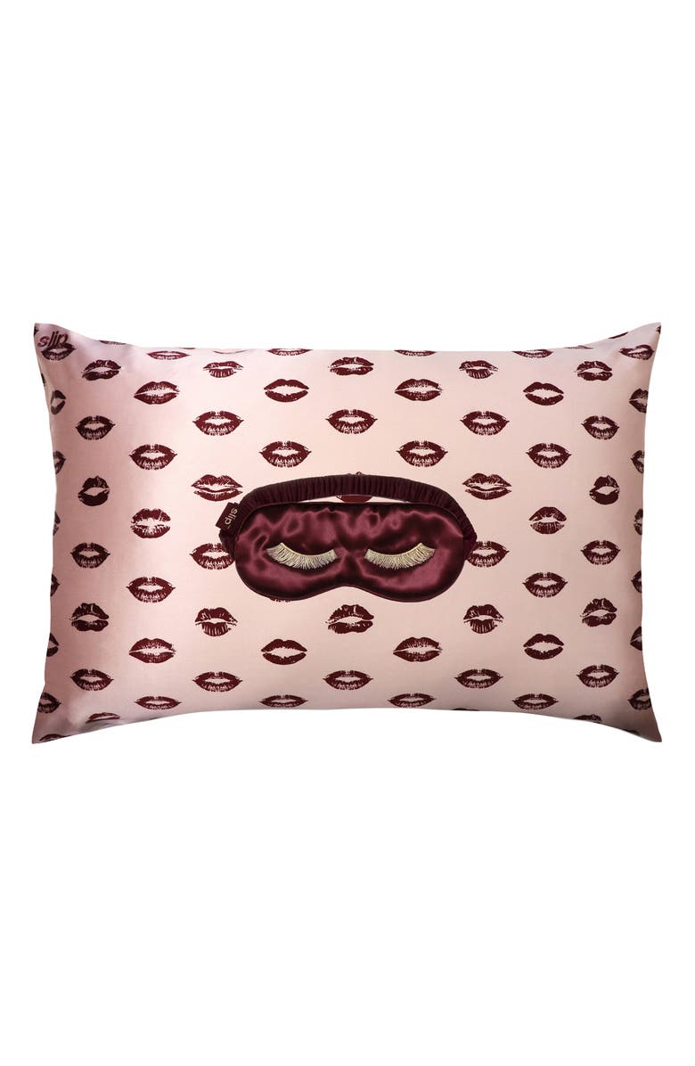 slip <sup>™</sup> for beauty sleep Lip Print Pillowcase & Eye Mask Set, Main, color, 