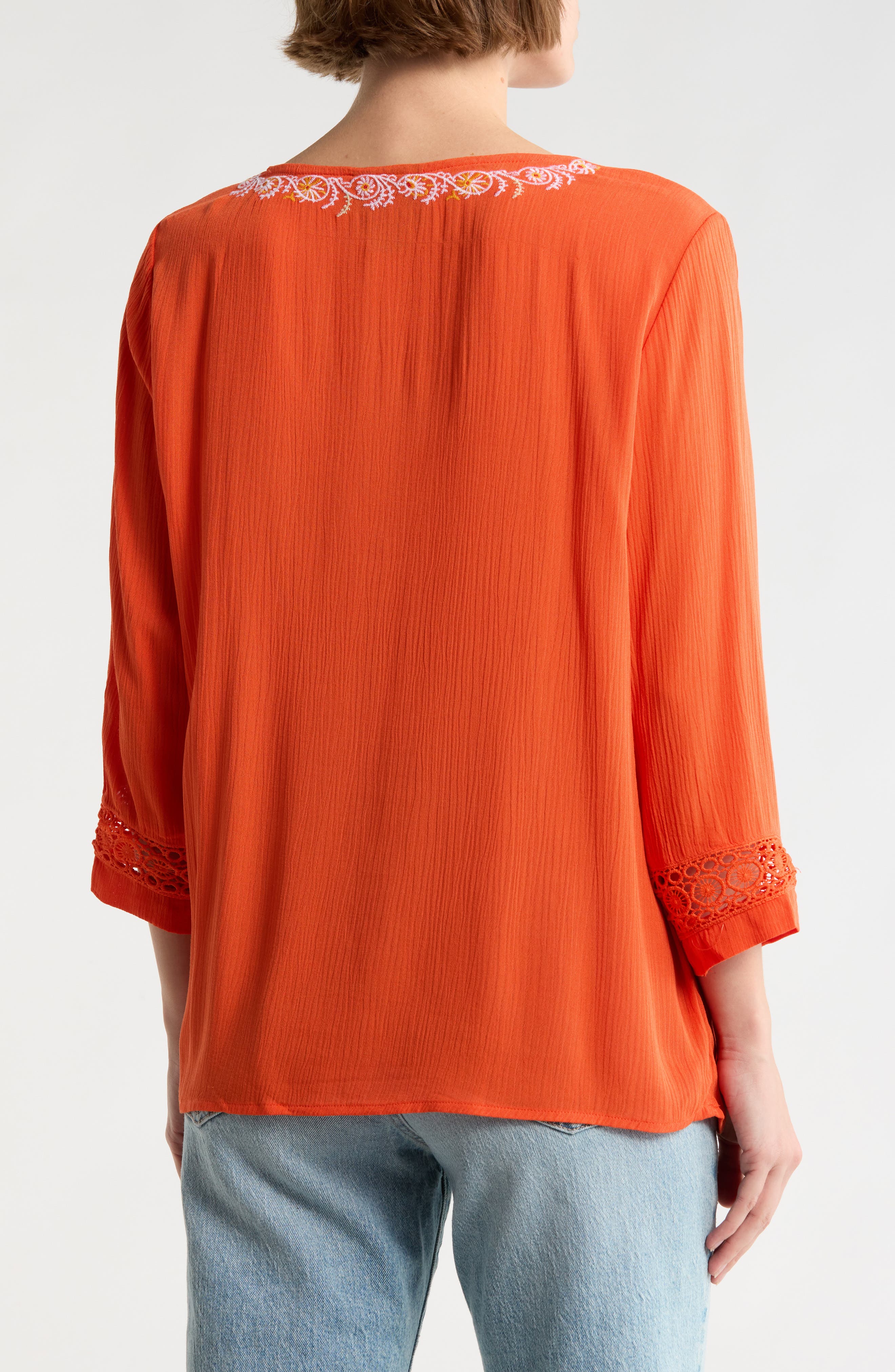 Embroidered V-Neck Top - image 4