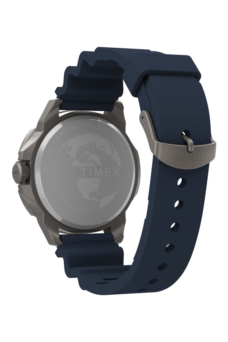 Expedition North Ridge Silicone Strap Watch, 42mm, Alternate, color, GREY/ BLUE/ BLUE