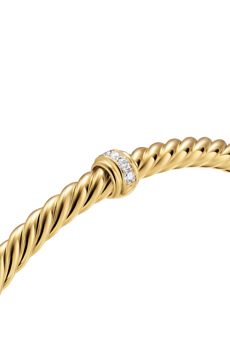David Yurman Cablespira<sup>®</sup> Flex Bracelet in 18K Yellow Gold with Diamonds, 4mm, Alternate, color, Diamond