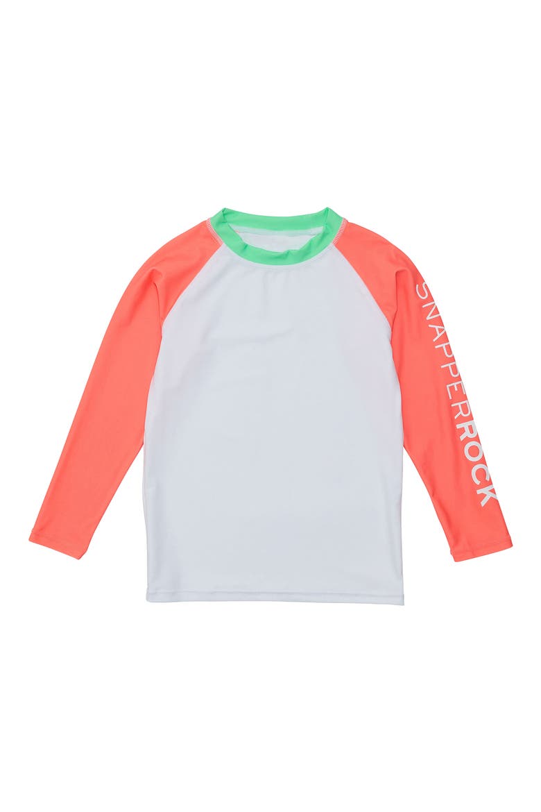 Kids' Colorblock Long Sleeve Rashguard Top, Main, color, WHITE