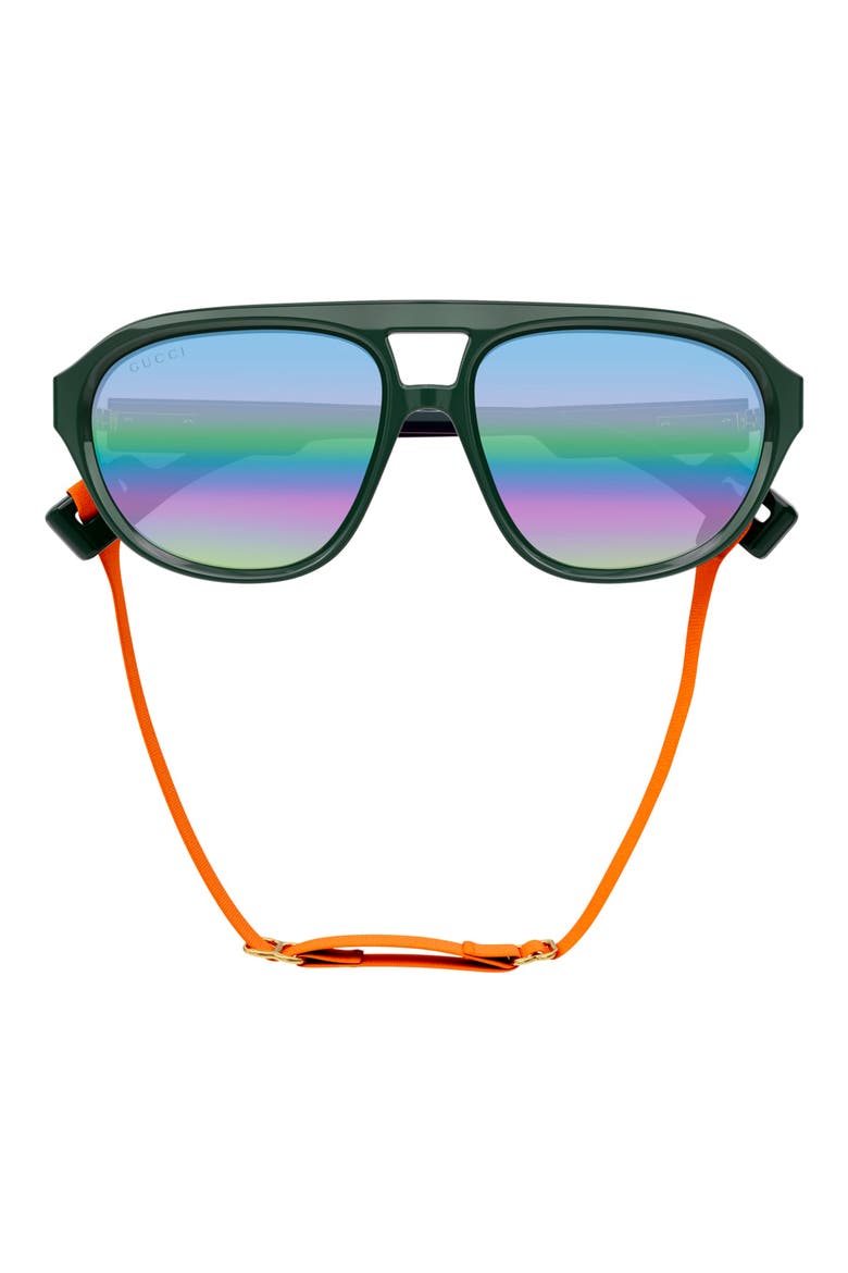 58mm Gradient Navigator Sunglasses, Alternate, color, GREEN