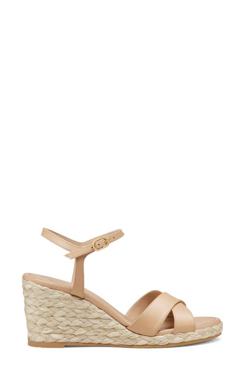 Stuart Weitzman Dayna Leather Crisscross Espadrille Sandals In Adobe/natural