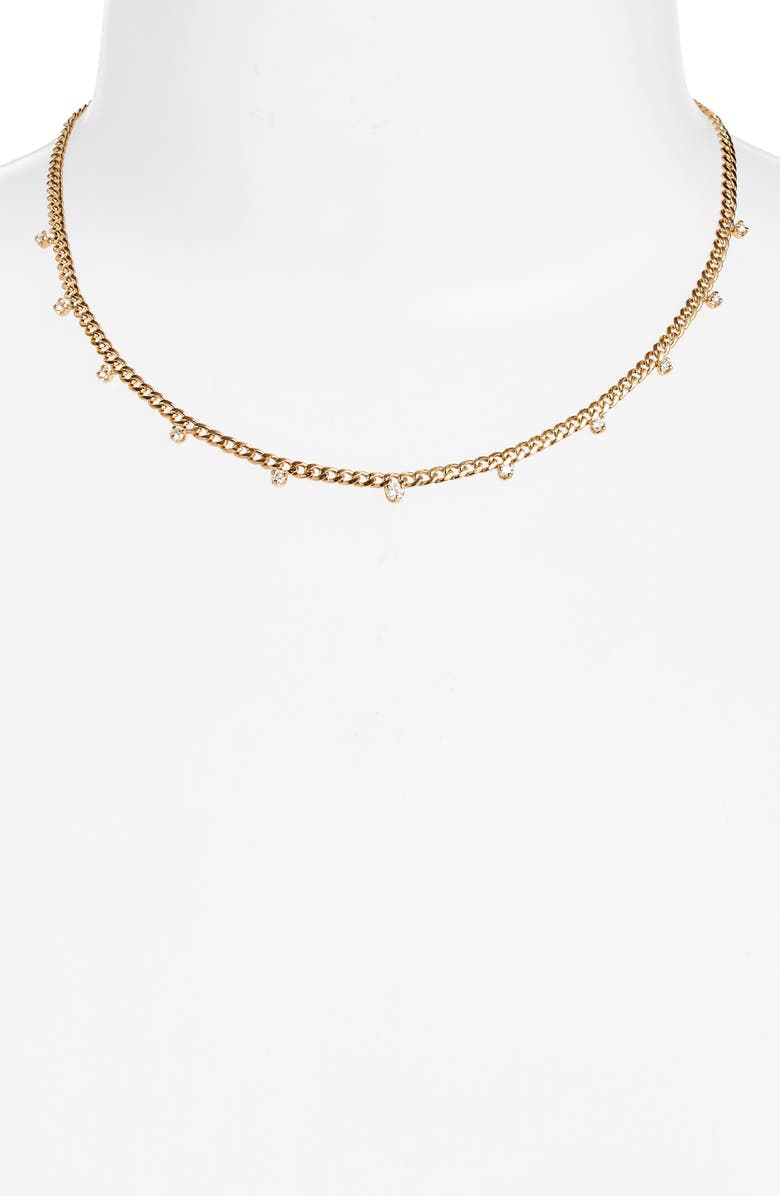 Zoë Chicco 14K Gold Curb Chain Diamond Station Necklace, Alternate, color, 