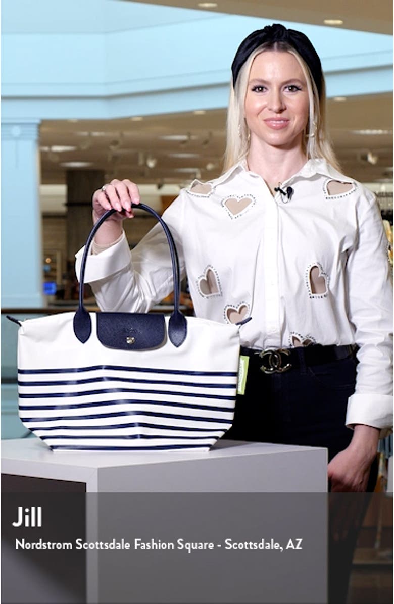 Small Le Pliage Marinière Recycled Nylon Canvas Shoulder Tote, sales video thumbnail