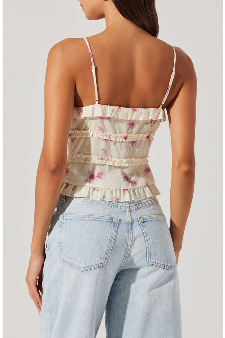 Islah Floral Ruffle Tie Front Crop Camisole, Alternate, color, IVORY PINK FLORAL
