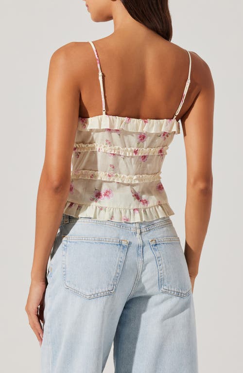 Astr The Label Islah Floral Ruffle Tie Front Crop Camisole