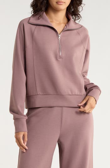 X By Gottex Scuba Knit Half Zip Sweatshirt In Pink