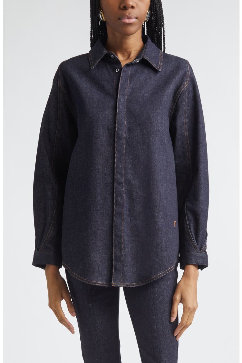 La Chemise Amelo de-Nîmes Denim Button-Up Shirt, Main, color, DARK NAVY