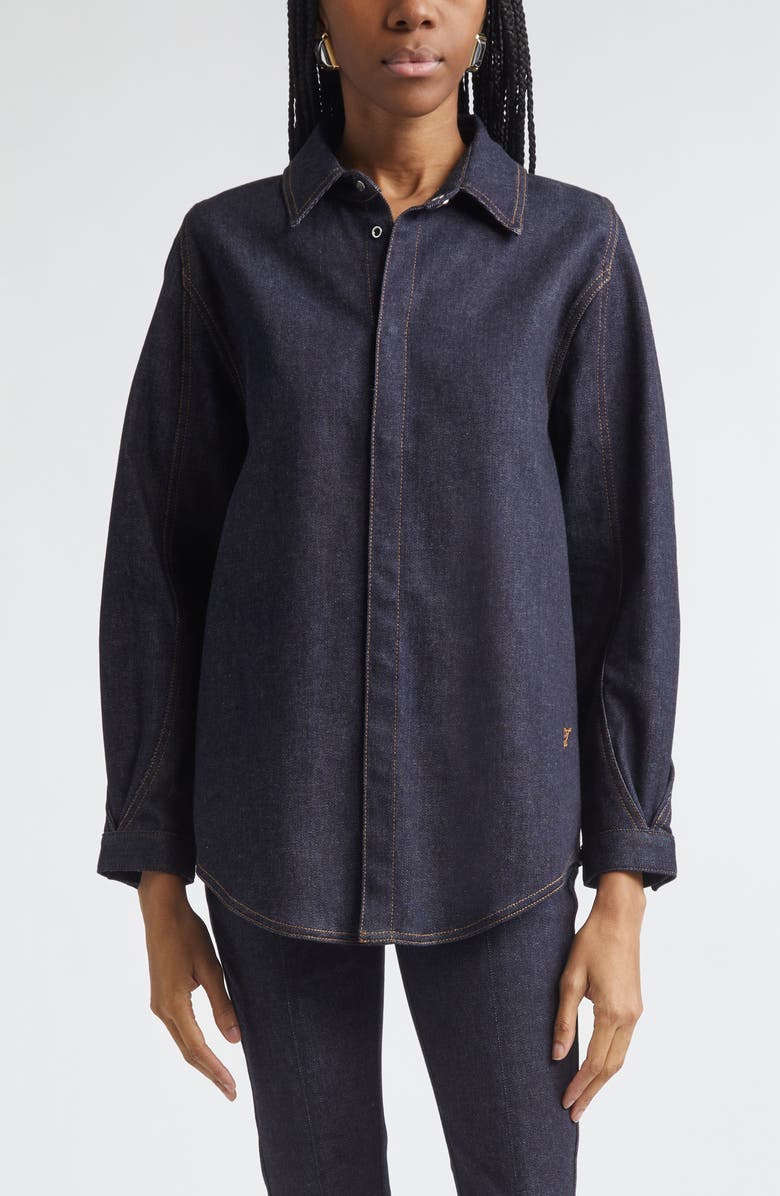 Jacquemus La Chemise Amelo de-Nîmes Denim Button-Up Shirt, Main, color, Dark Navy