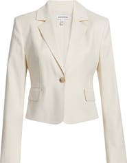 Nordstrom Crop One-Button Linen Blend Blazer