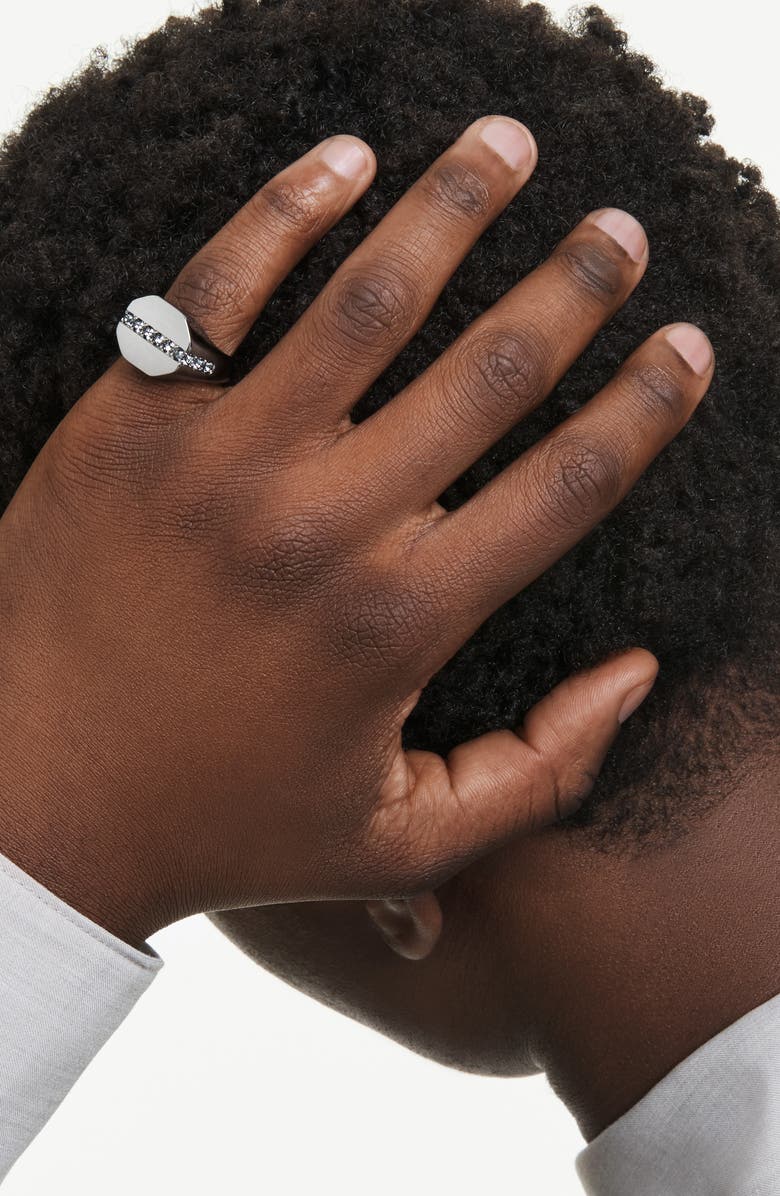 Swarovski Dextera Signet Ring, Alternate, color, Silver