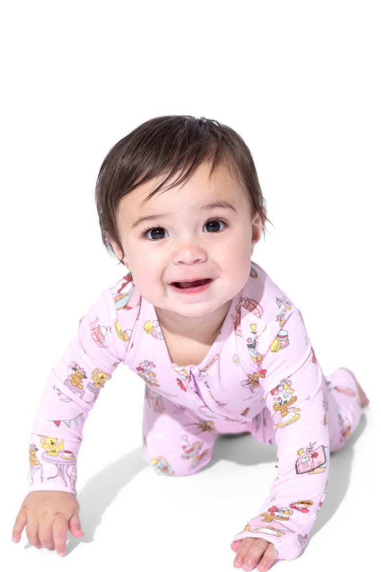 Baby Tea Party Convertible Footie, Alternate, color, Tea Party