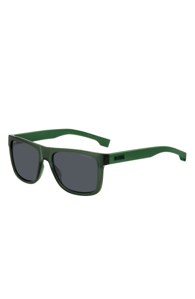 BOSS 55mm Rectangular Sunglasses, Alternate, color, Green