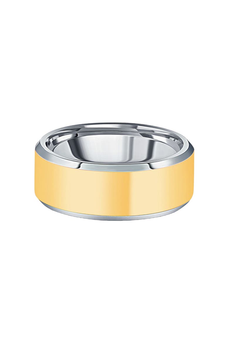 Men's Polished Tungsten & Gold Plated Two Tone 8mm Ring Wedding Band, Alternate, color, Tungsten
