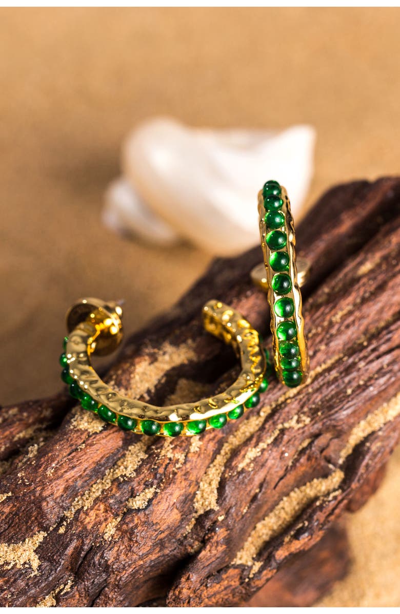 Classicharms Serena Molten Gemstone Hoop Earrings, Alternate, color, Gold/Green