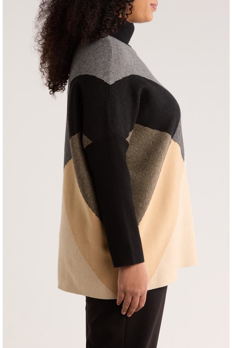 Jacquard Turtleneck Sweater, Alternate, color, CAFE AU LAIT MULTI