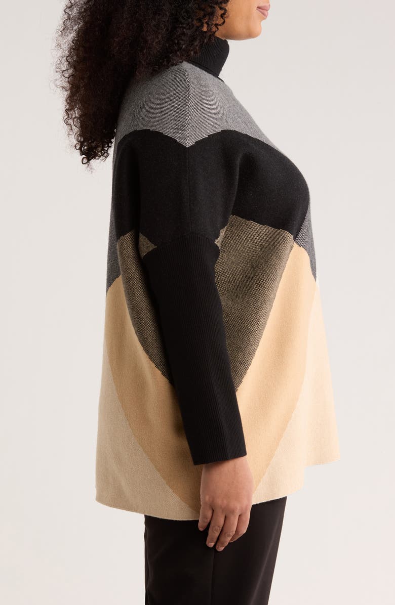 Jones New York Jacquard Turtleneck Sweater, Alternate, color, Cafe Au Lait Multi