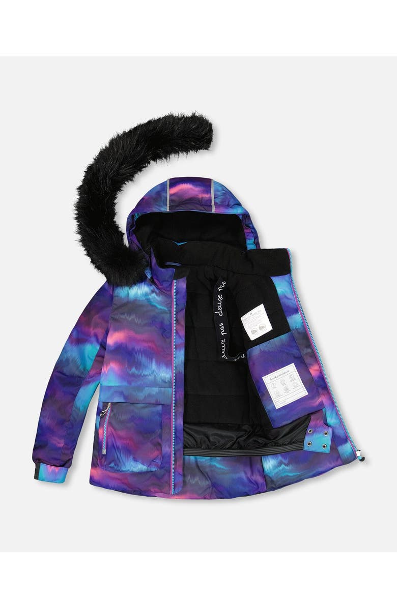 Deux par Deux Girl's Two Piece Snowsuit Printed Purple Aurora Borealis, Alternate, color,
