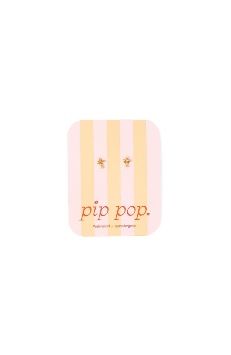 Pip Pop Beaded Cross Earrings, Alternate, color, Gold