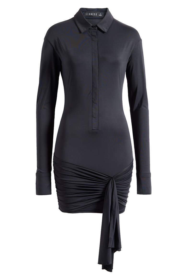 Soho Long Sleeve Mini Shirtdress, Alternate, color, ONYX