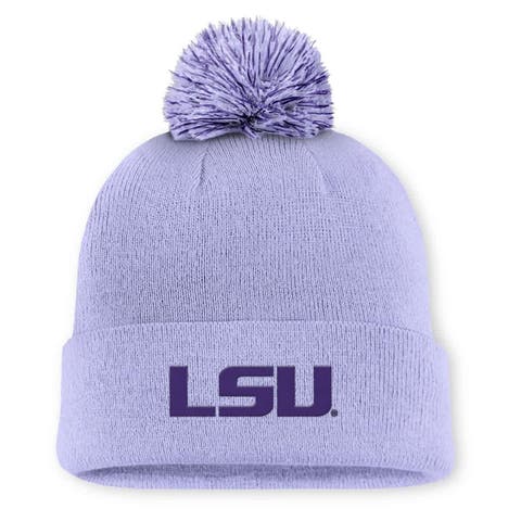 Men's Nike Light Purple LSU Tigers Primetime Peak Campus Cuffed Knit Hat with Pom