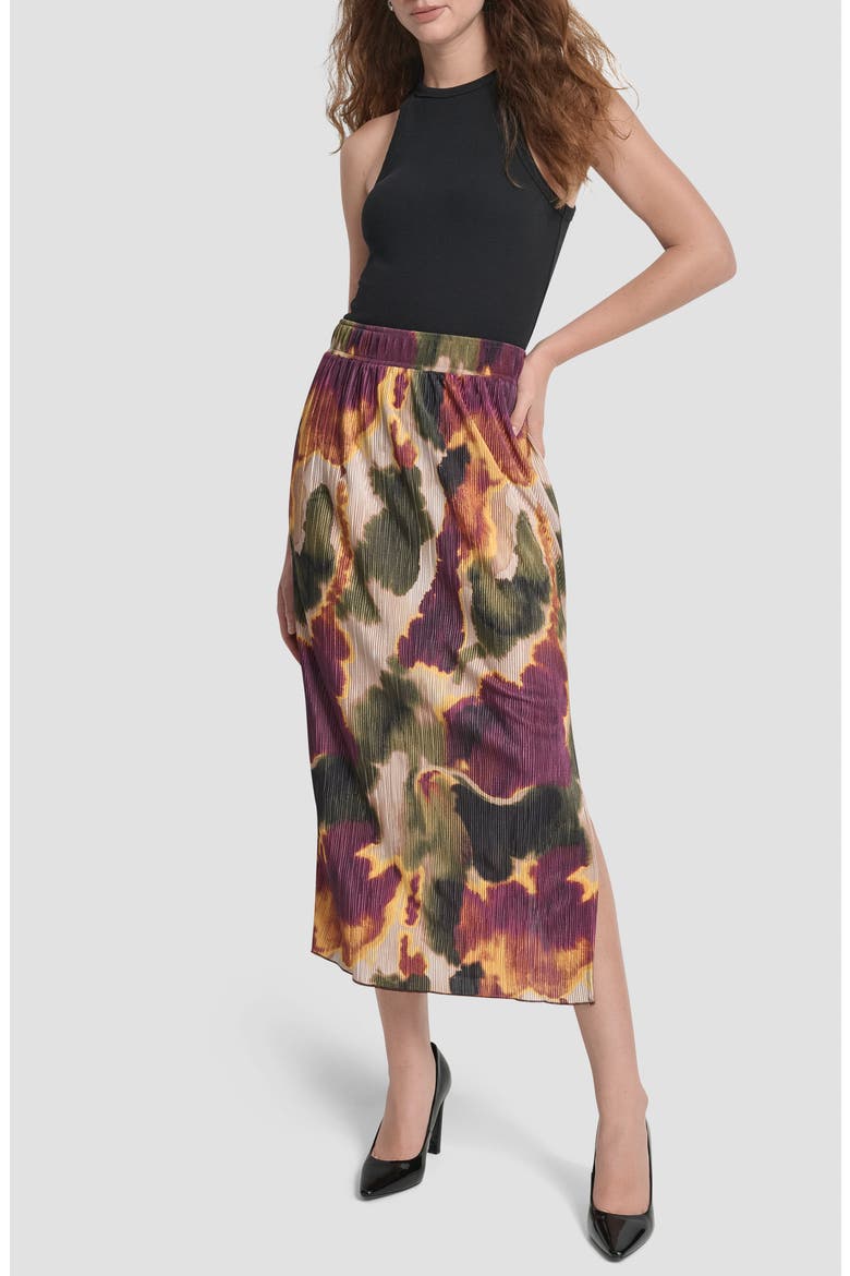 Print Plissé Midi Skirt, Alternate, color, INK DIFFUSION