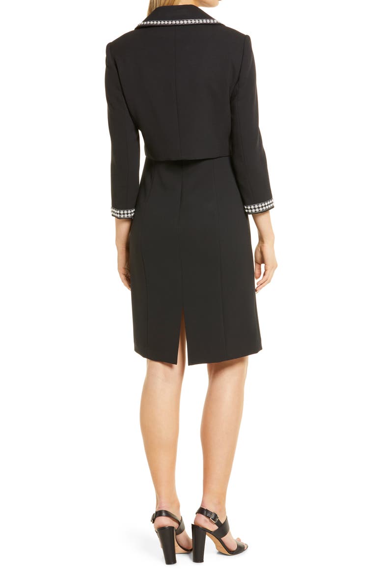 Nested Wrap Jacket & Sheath Dress, Alternate, color, BLACK
