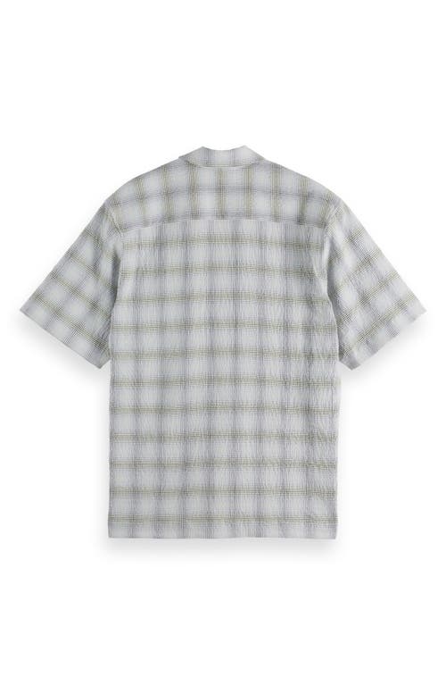 SCOTCH & SODA SCOTCH & SODA RELAXED FIT CRINKLE PLAID STRETCH COTTON CAMP SHIRT