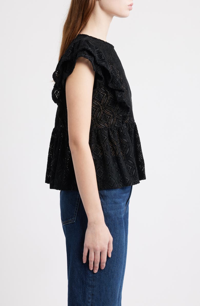 Treasure & Bond Flutter Sleeve Peplum Top, Alternate, color, Black