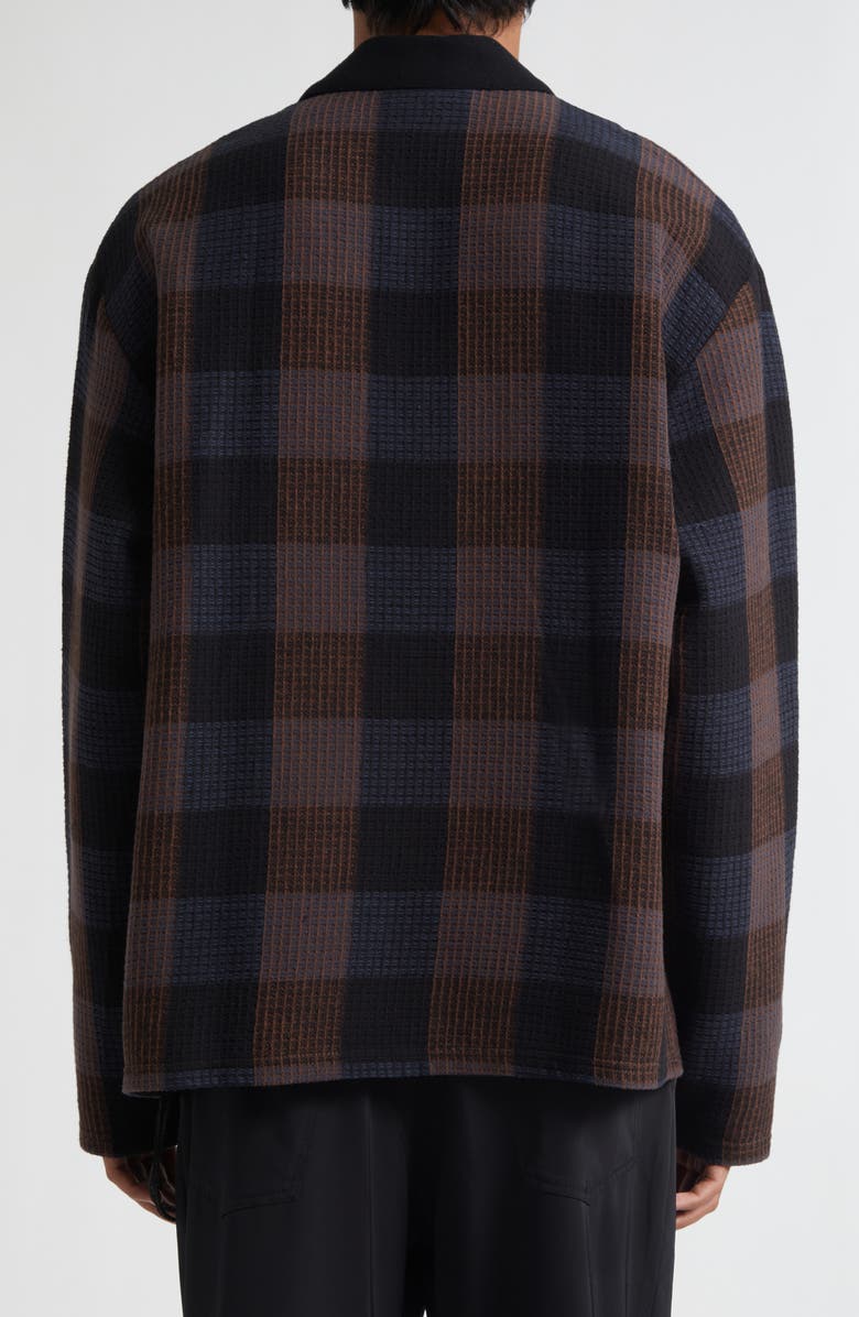 SONG FOR THE MUTE Plaid Long Sleeve Cotton Polo, Alternate, color, Black