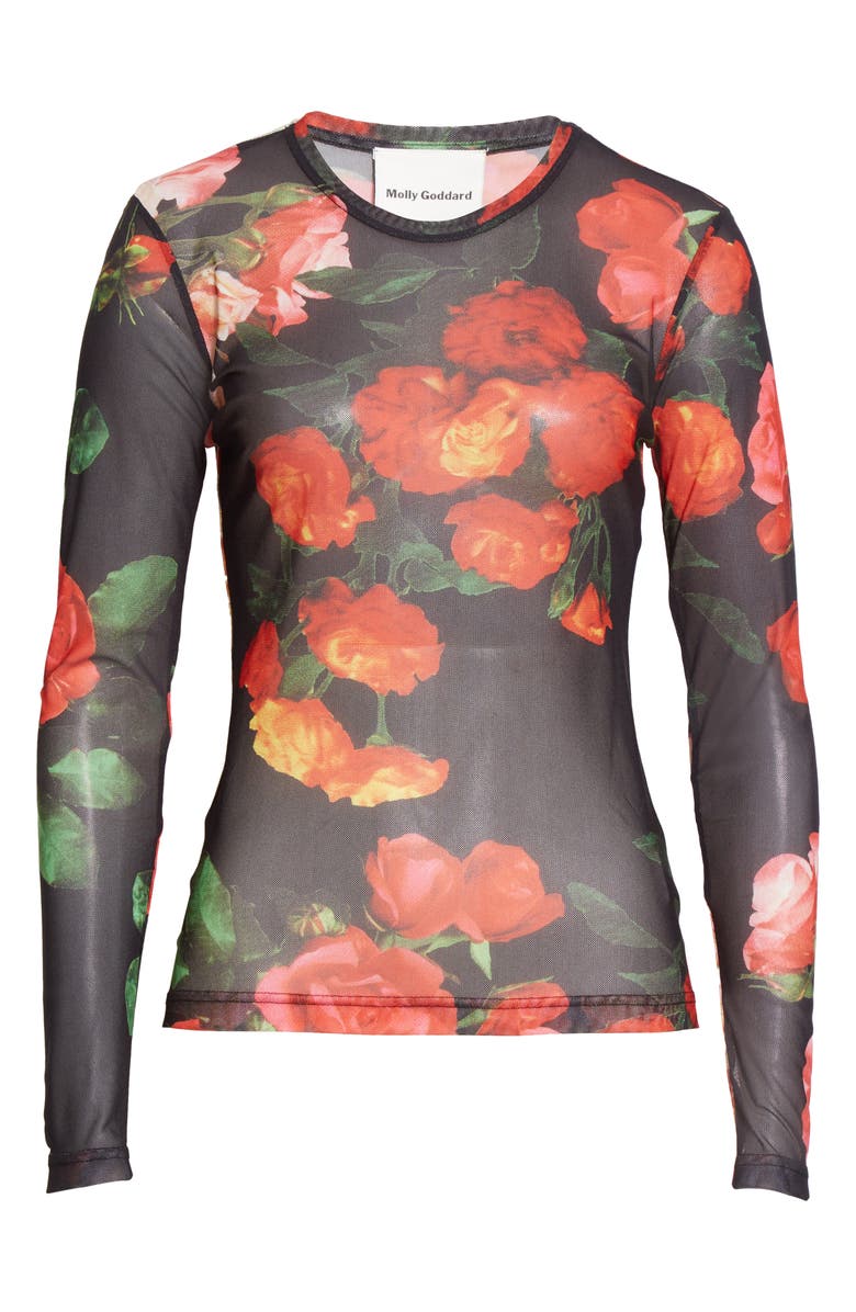 Molly Goddard Freddie Floral Print Mesh T-Shirt, Alternate, color, 