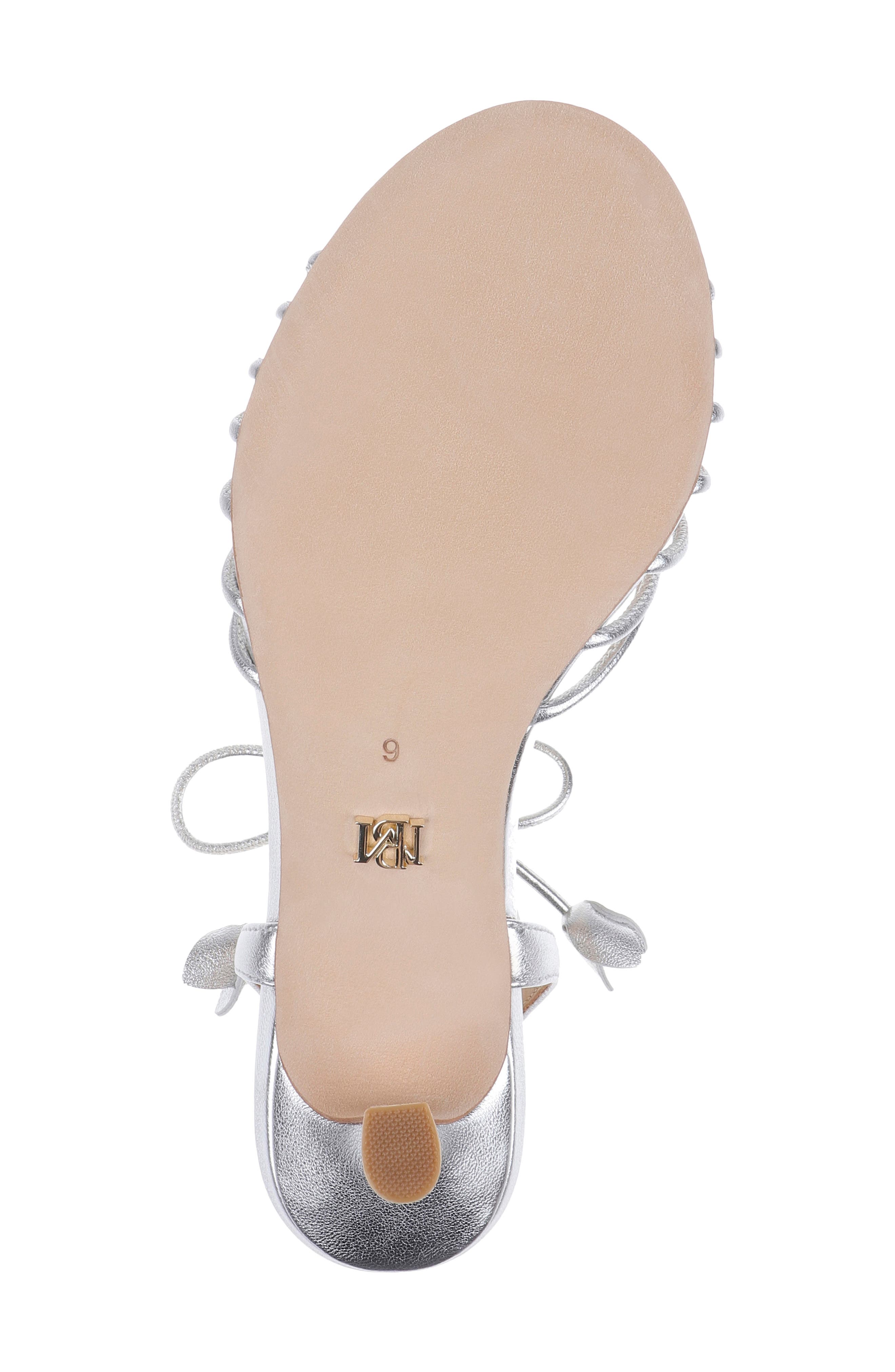 Badgley Mischka Collection Yelena Ankle Wrap Sandal, Alternate, color, Silver Metallic