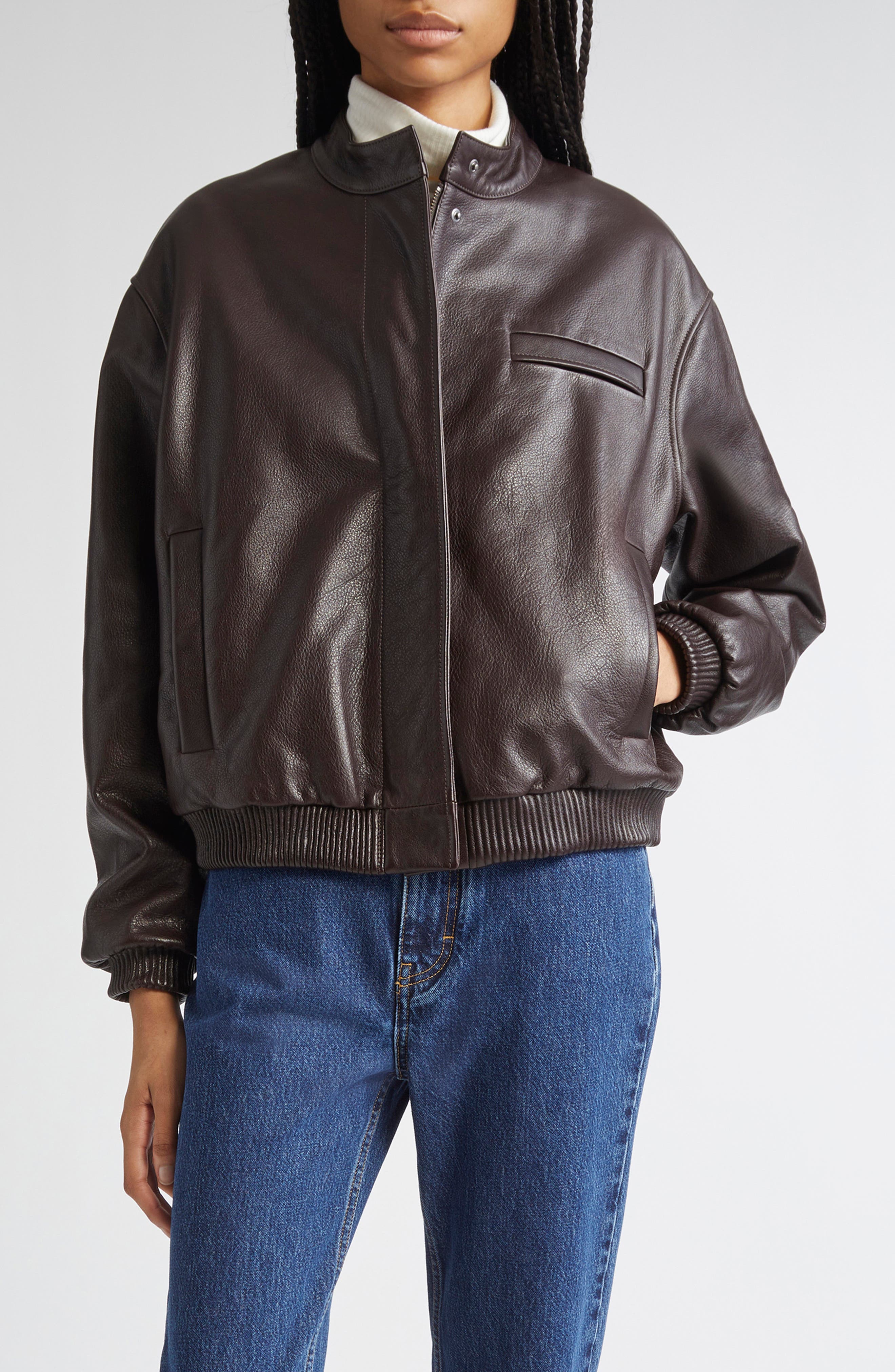 LOULOU DE SAISON Marlow Leather Bomber Jacket (Women) | Nordstrom