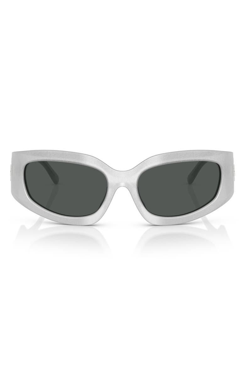 Tory Burch 57mm Irregular Sunglasses, Main, color, Dark Grey