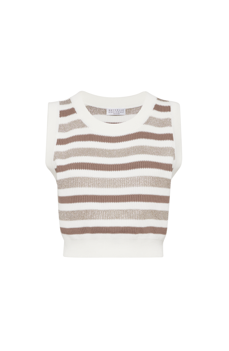 Brunello Cucinelli Knit top with monili, Main, color, Beige