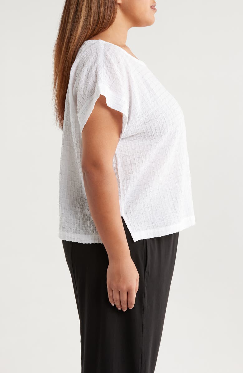 Eileen Fisher Boxy Boat Neck Organic Cotton Blend Top, Alternate, color, White