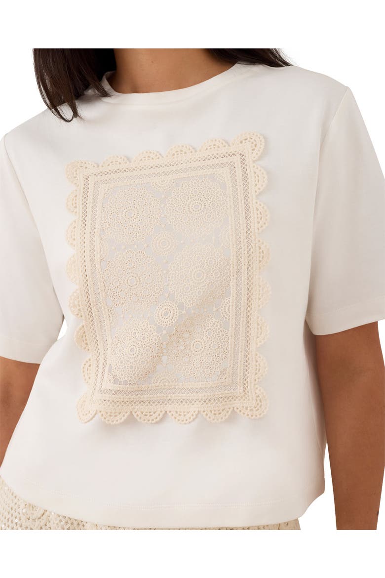 Crochet Panel T-Shirt, Alternate, color, Ivory