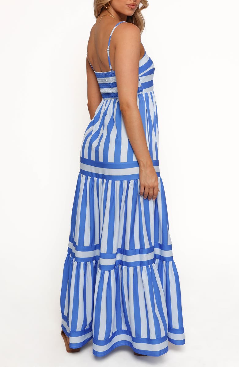 Petal & Pup Emry Stripe Tiered Maxi Dress, Alternate, color, Blue Stripe