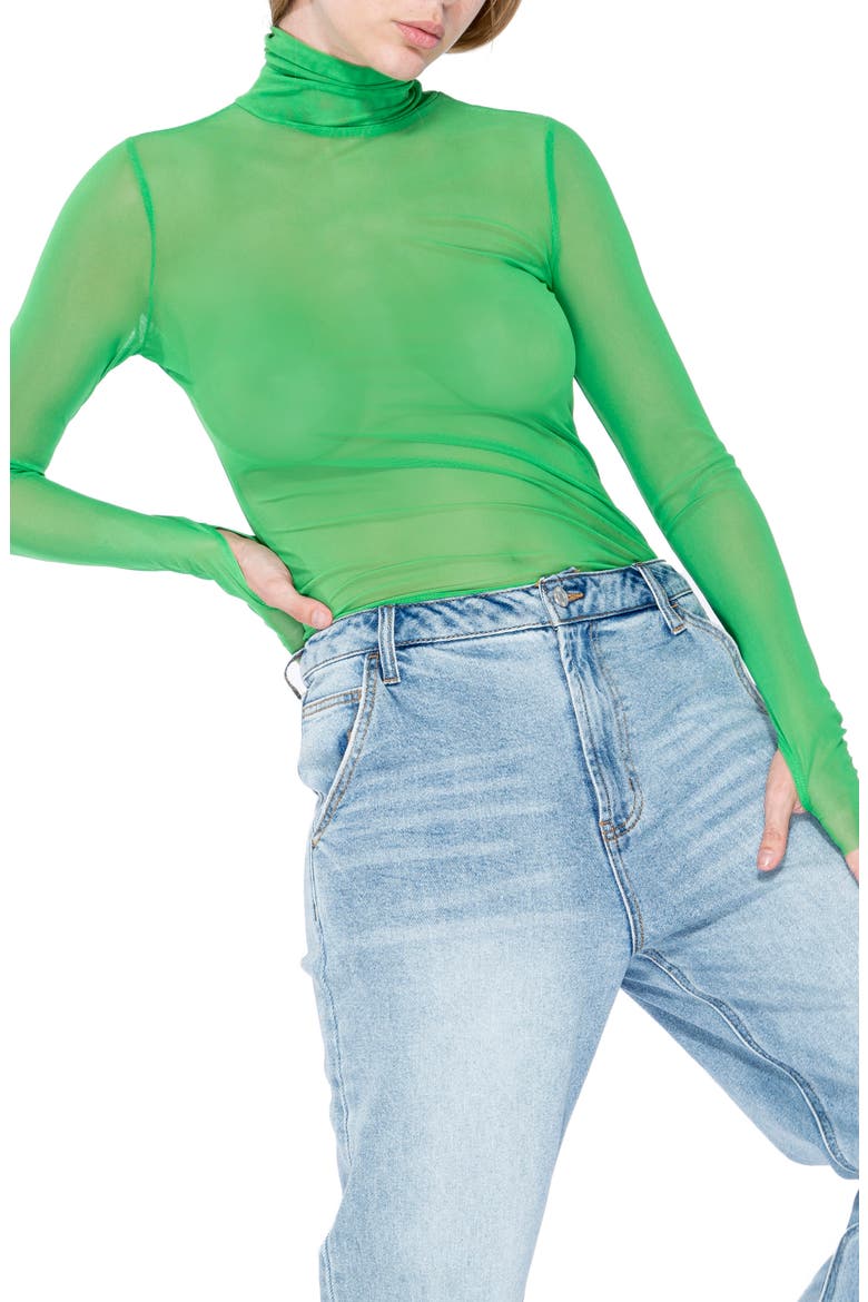 Zadie Power Mesh Long Sleeve Shirt, Alternate, color, FERN GREEN