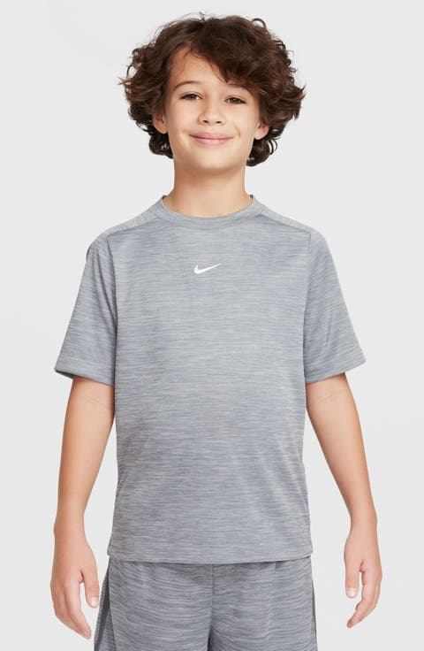 Kids' Heathered Dri-FIT Swoosh Graphic T-Shirt (Big Kid)
