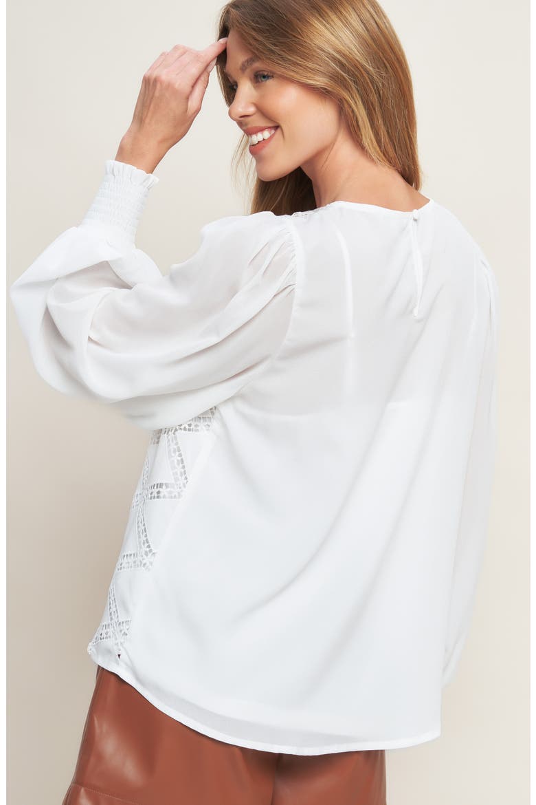 Long Sleeve Mixed Media Top, Alternate, color, WHITE