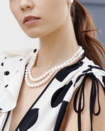 The Pearl Source Hanadama Akoya White Pearl Double Strand Necklace