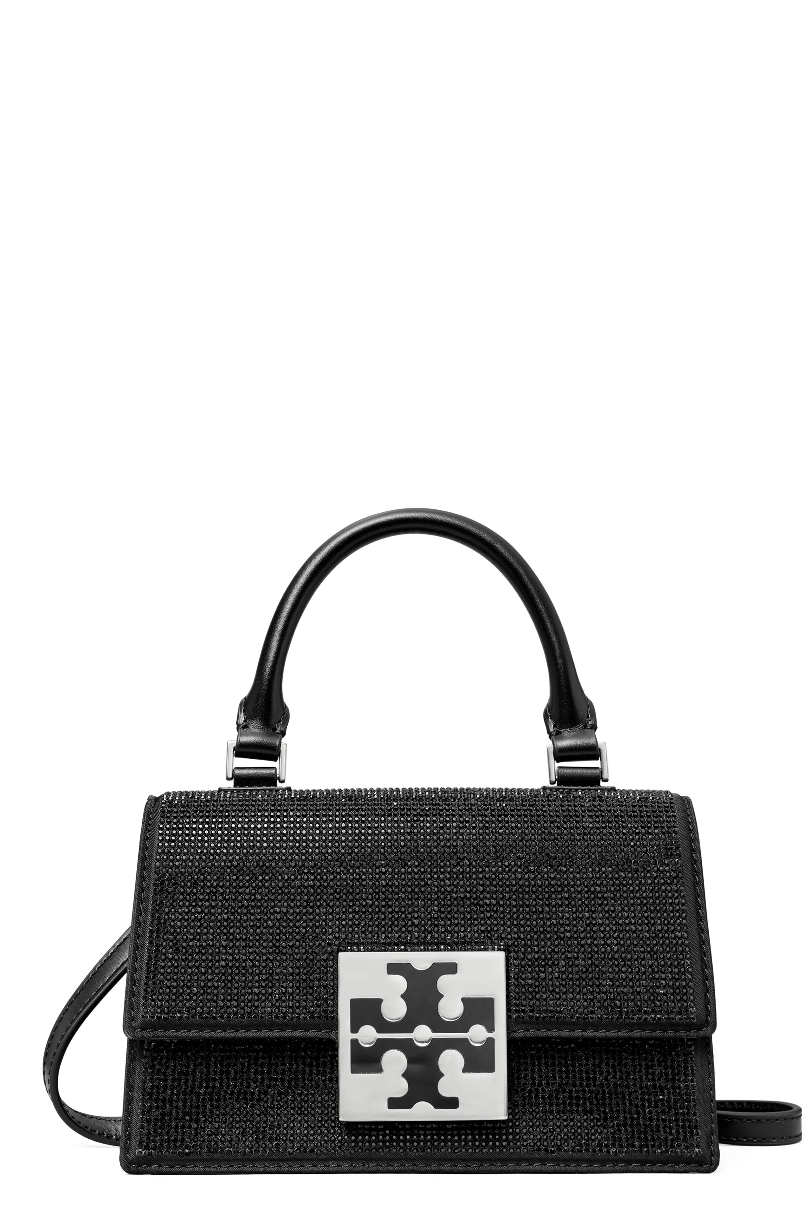 Tory Burch Mini Trend Embellished Recycled Nylon Top Handle Bag, Main, color, 