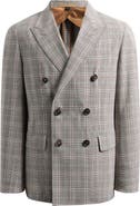 BOSS Heston Slim Fit Plaid Double Breasted Wool Blend Suit Jacket