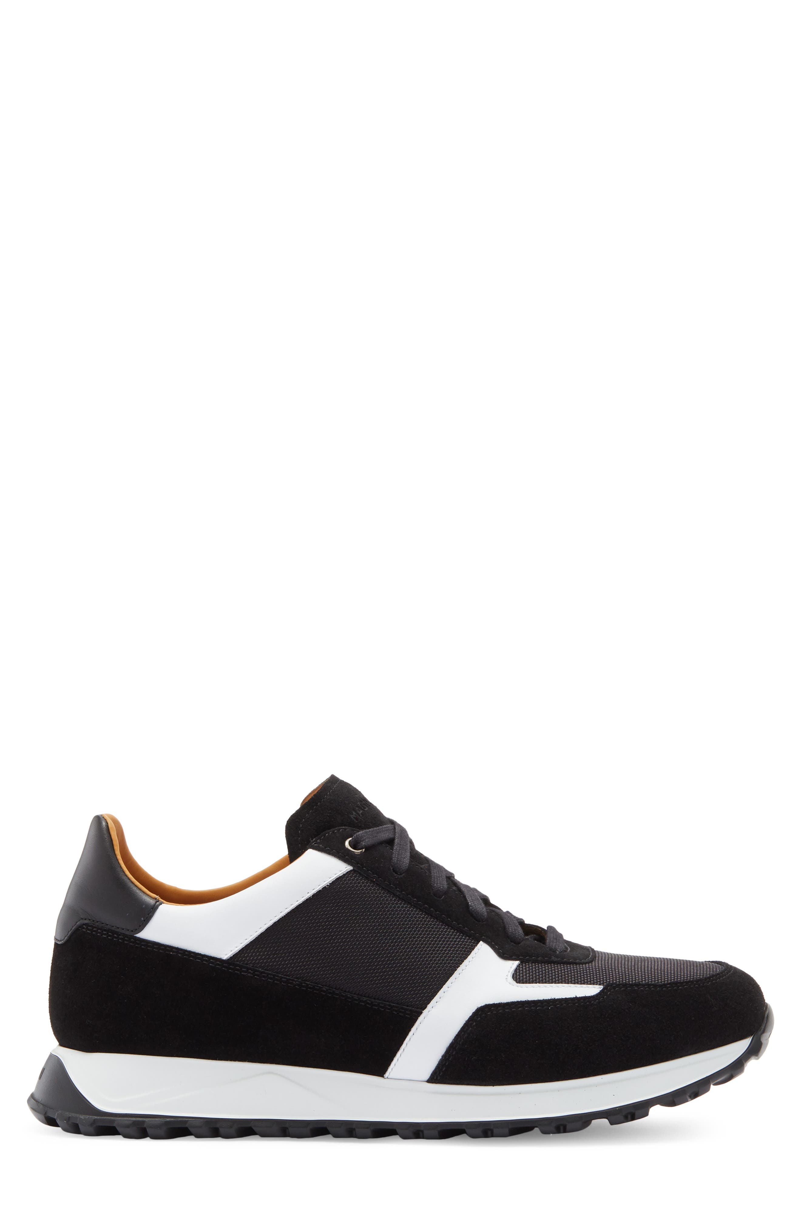 Magnanni Leather Sneaker, Alternate, color, Black / White