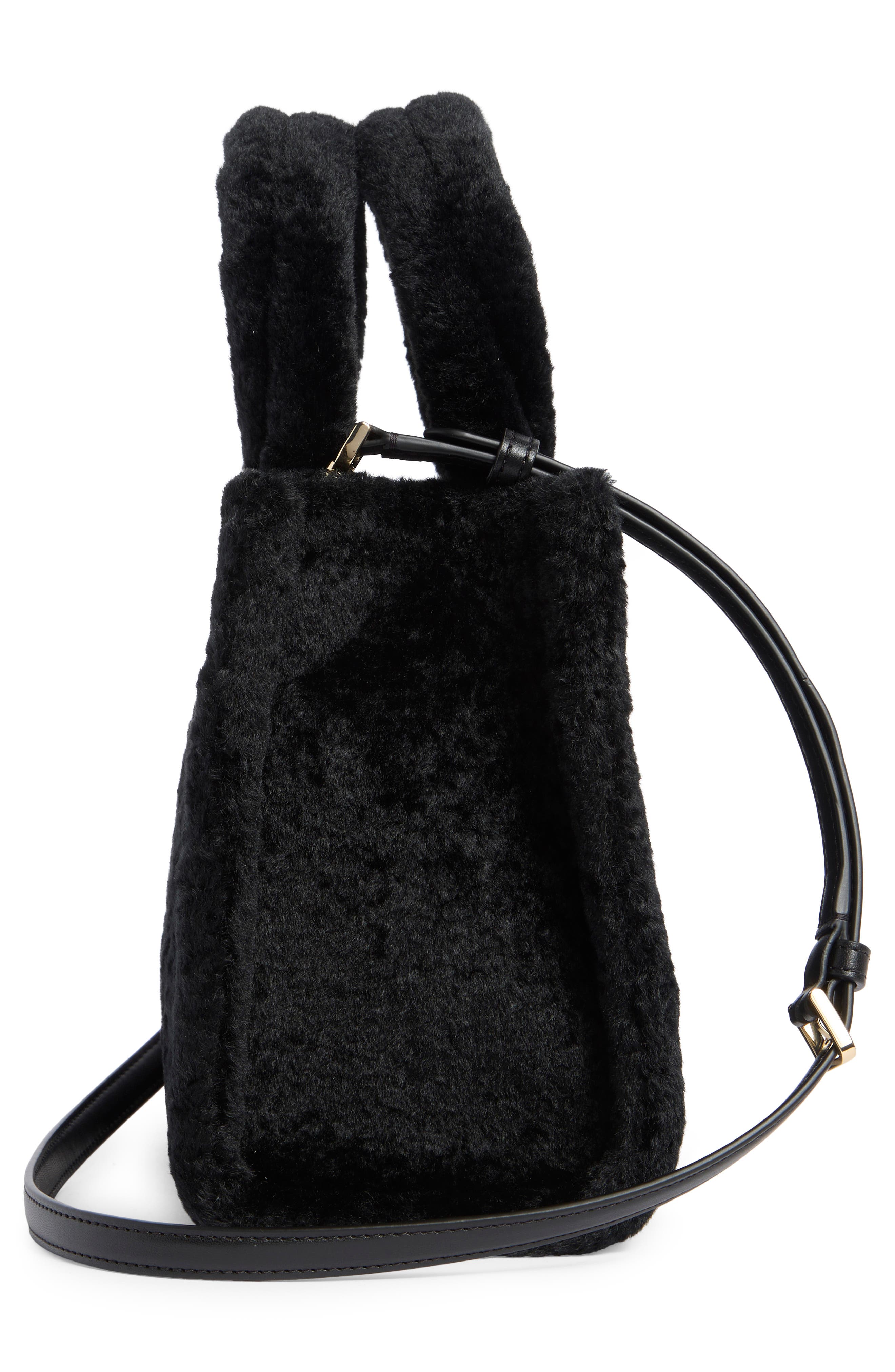 Kate Spade New York ellie faux fur small tote bag, Alternate, color, Black
