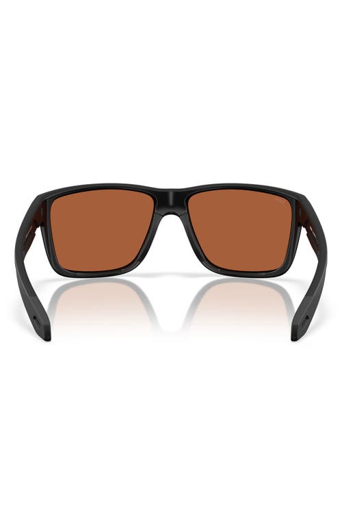 Costa Del Mar Broadbill Ii 58mm Polarized Rectangular Sunglasses In Matte Black/bright Green