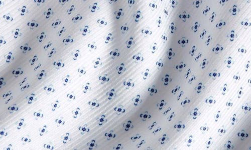 David Donahue Slim Fit Neat Stretch Cotton Dress Shirt In White